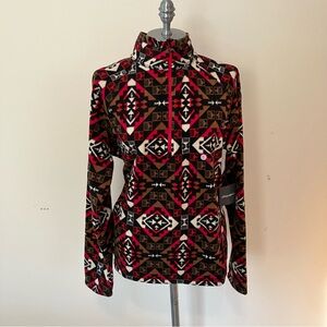 New Eddie Bauer Women’s L 1/4 Zip Fleece Pullover Aztec Multicolor Mock Neck